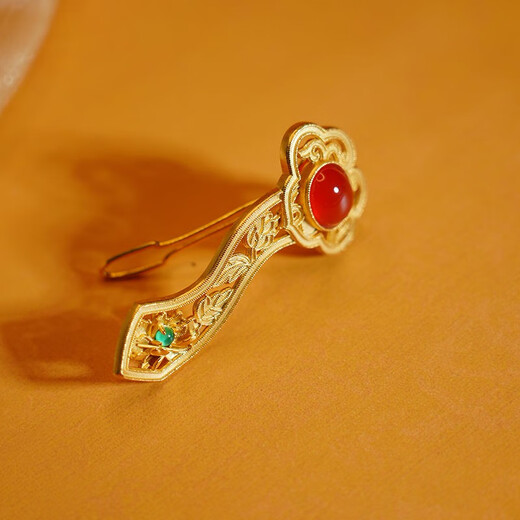 Tongrubi old Phoenix national style persimmon persimmon south red Ruyi hairpin filigree chiseled peony lace clip Chinese style palace everything goes well hairpin