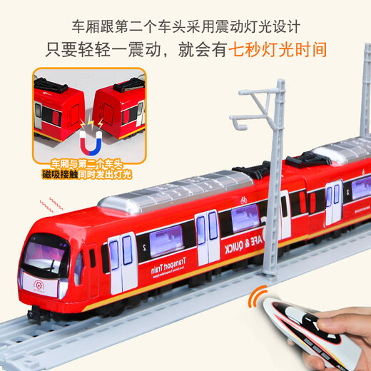 KAIWEI Large Alloy U-Bahn-Set Fernbedienung Elektrische Hochgeschwindigkeits-Bahn-Bahn-Bahn-Modell Simulation Spielzeug Frontauto Boy [Red] Fernbedienung Subway-3 [einschließlich wiederaufladbarer Batterie