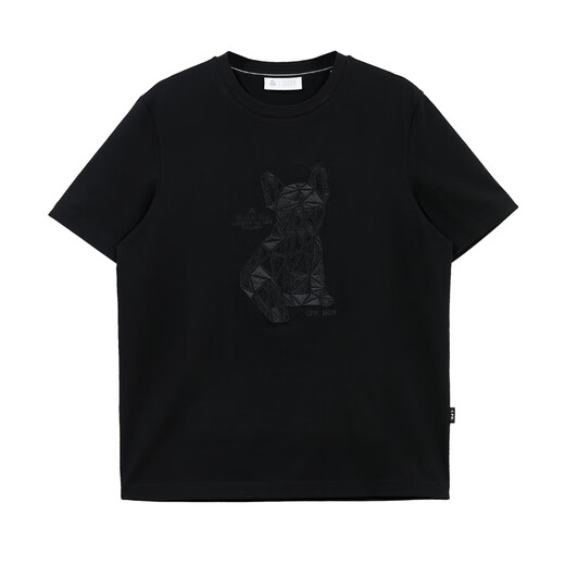 
Jack Jones (JACK/JONES) pure cotton top comfortable trendy chest embroidered fighting dog ribbed round neck short-sleeved T-shirt men's clothing 225101026