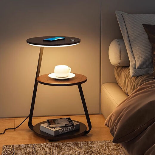 Zhong Shuai's bedroom multifunctional bedside table lamp cabinet lamp floor-standing atmosphere lamp retro light luxury master bedroom wireless charging integrated walnut color + walnut infinite dimming + wireless charging