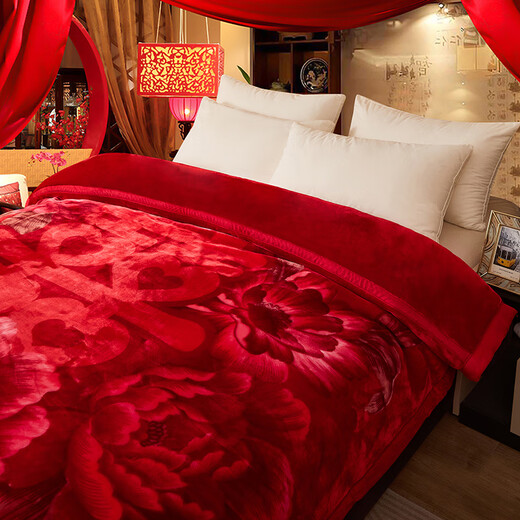 Red Dragonfly Wedding Rasher Blanket Свадебное одеяло Большое красное красное двойное утолщенное покрытие одеяло теплое флисовое одеяло CC-655 Rasher Blanket-Big Double счастье 180*220 см [около 6JIN [JIN равно 0,5 кг]]]