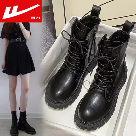 Pull-back Martin boots for women 2023 new autumn high-top boots for women British style women's boots Korean style short boots for women black single lining 38