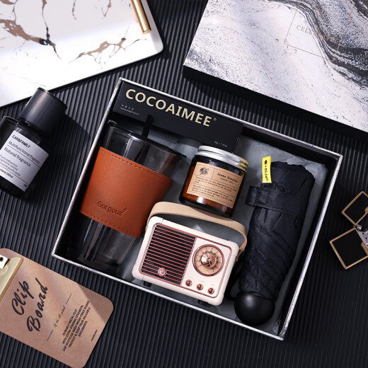 Huashiman Souvenir Bestie Bestie Día del Padre Regalo de cumpleaños para los niños para dar a sus novios y maridos regalos Regalos Copa de regalo personalizada Copa de regalo + Audio + Umbrilla + Aromaterapia + Crema de manos 450ml 12