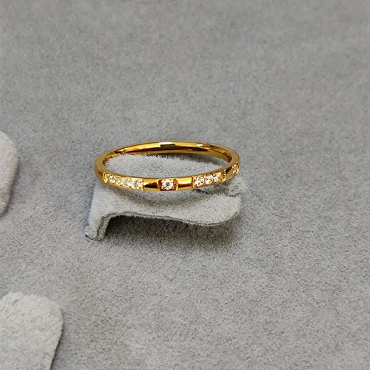 Red shadow gold-plated 18k gold 9 small diamond transfer ring stacking simple and plain beauty number 5