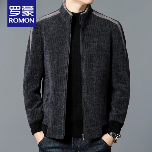 Бренд ROMON, мужская флисовая куртка из золотой норки, шерстяная куртка, деловая повседневная утолщенная мужская одежда с воротником-стойкой в ​​полоску, 9902, верблюжий 175/L, рекомендуется 125-140Цзиньцзинь равен 0,5 кг