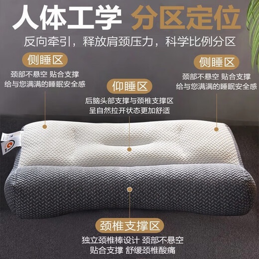 南极人枕头深度睡眠颈椎枕护颈枕记忆棉成人睡觉颈椎病专用儿童枕头枕芯 牵引枕一只装 48x74cm一对