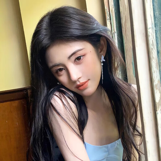 Orange Central Asymmetric Butterfly Tassel Ear Clip Women's Niche Unique Fairy No Piercing Earrings Pearl Earrings High-end Earrings