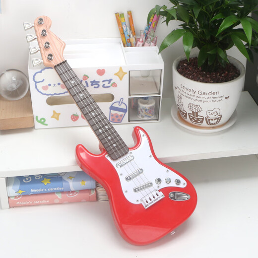 Jingqiao Kinder großer Größe spielt Jungen und Mädchen Simulation Ukulele Elektronische Gitarrenspielzeugmusik Anfänger Musikinstrument grenzüberschreitende A-Style Red E-Gitarre ~ String Induktion Lademodell