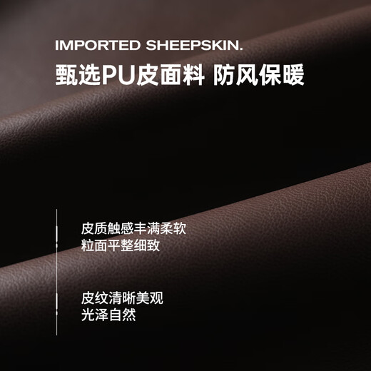 SHANSHAN杉杉皮衣男2025秋冬新款保暖加绒皮夹克翻领日常百搭中青年短外套 咖色 XL /180