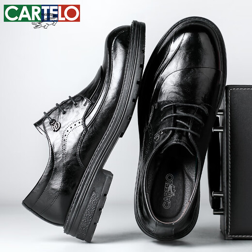 Cartelo British Herren Lederschuhe dicker alleinerhöhenverbesserter Geschäfte Casual Schuhe runden Zehen weich