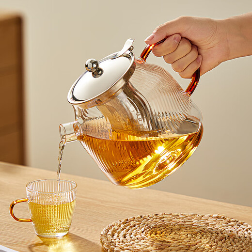YIHUTEA teapot tea water separation teapot high borosilicate glass teapot kung fu tea set household kettle glass cold kettle 1500ML thickened high temperature resistant stainless steel liner