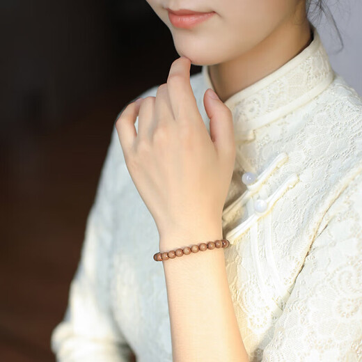 Moon seal Baichuan Laoshan Sandalwood Bracelet Sandalwood Bracelet Women's Black Meat Sandalwood Cultural Buddhist Bead Bracelet About 6mm