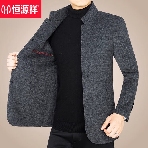 HENGYUANXIANG WOOLEN CHARGEMENT MEN MEN-LANDE AUTOMNÉE ET LOODE DE LOI HIVER MABEAU MENS MENS ET COLLET CONDUSE COLLO-UP COLLAR MEN'S BLACK GRY 180 / XL (135-150JIN [Jin est égal à 0,5 kg]))
