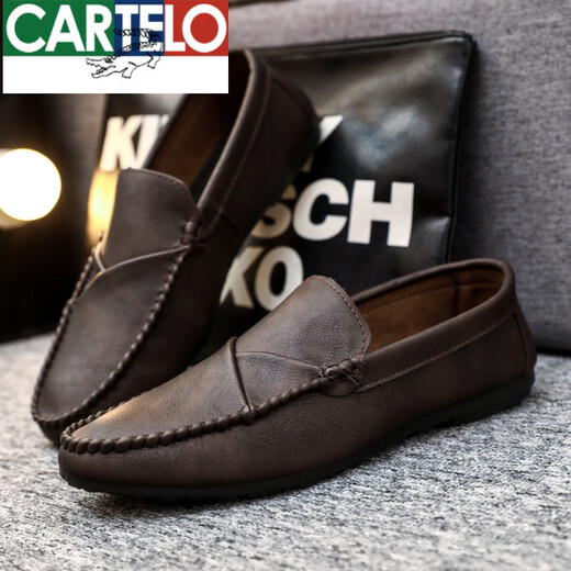 Kadile Crocodile 2024 Neue Beanie-Schuhe für Männer weiche Leder Männer lässige Lederschuhe koreanische Schuhe Lazy Schuhe Jugend Trendy Schuhe Yl-D829 Brown 39