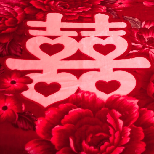 南极人（NanJiren） 拉舍尔毛毯被盖毯冬季加厚双层婚庆超柔保暖单双人被子绒毯子 655大红 200cm*230cm10斤
