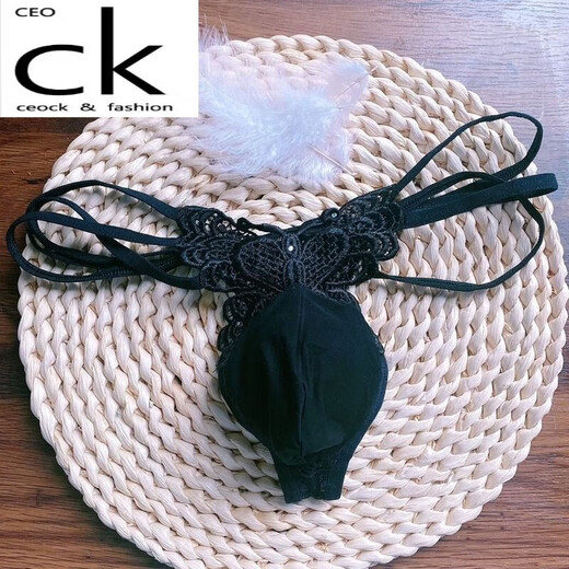 CEOCK【CK大牌】男士感免脱镂空丁字裤无痕细带夫妻诱惑蝴蝶刺绣t 型裤 红色一条装 均码100.-130斤