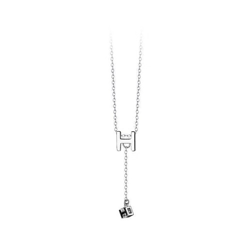 GOR Fat Donglai's same style pt950 platinum double c necklace small fragrant style H letter female new pendant niche light luxury platinum small fragrant style H letter necklace