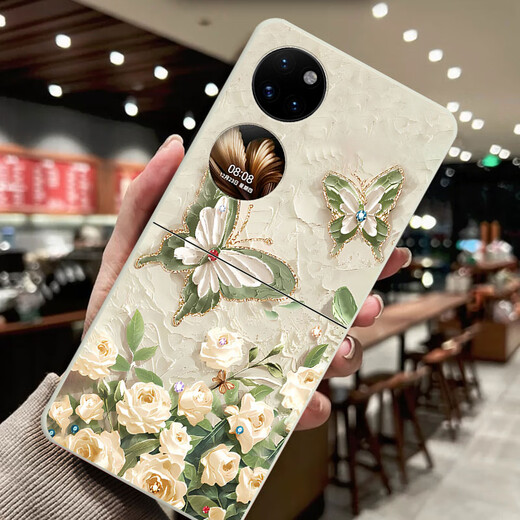 琼雅楼 适用华为Pocket2手机壳上下折叠屏新款磨砂硬壳气质蝴蝶女款个性创意保护套 草紫色-花花紫蝴蝶W 华为POCKET2