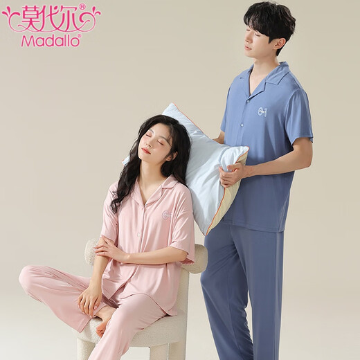 Modales Paar Pyjamas mit Brustpolstern für Frauen im Frühling und Sommer dünne kurzärmelige Hose Lose großer Männer-Hausbekleidungsanzüge außerhalb N12108 Frauen N12308 Männer m Frauen