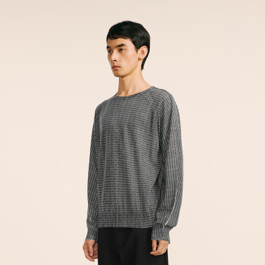 Sketch Neil Barrett co-branded Sketch autumn and winter new casual loose sweater round neck long-sleeved mesh top 001 black L