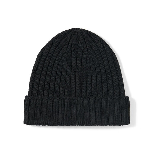 MUJI relieves the itch on the forehead wool mixed rib knitted hat hat DBC48A4A black