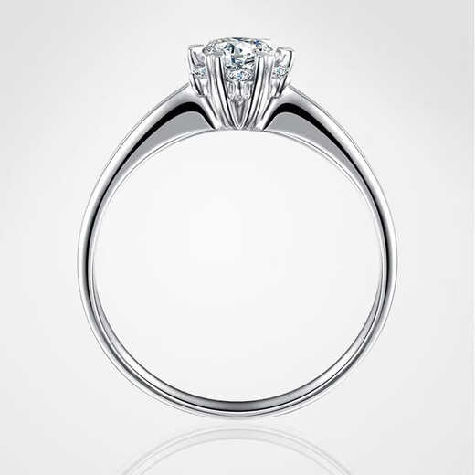 AVHE platinum 950 gold diamond ring with snowflakes on both arms, cultivated diamond ring, wedding gift for daughter on Chinese Valentine's Day, platinum diamond ring with snowflakes on both arms - 50 points center diamond