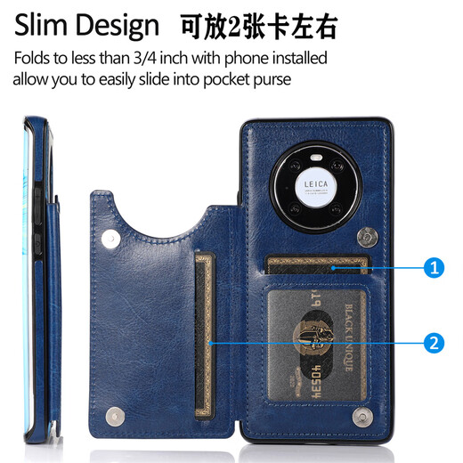 桐汝壁适用华为mate40Pro手机壳可装门禁卡证件30可放卡P40Pro卡包插卡 黑色   疯马料双扣款 华为Mate40