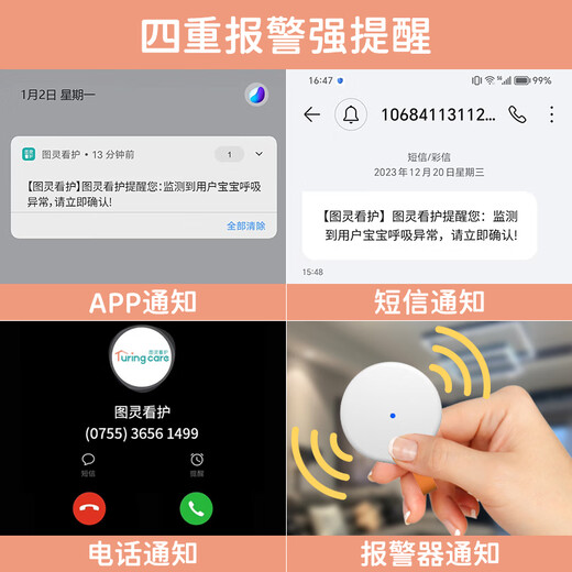 Turing Baby Care Baby Care Vital Signs Respiration Heart Rate Sleep Monitoring Growth Album AI Smart Baby Care WIFI丨Sakura Pink