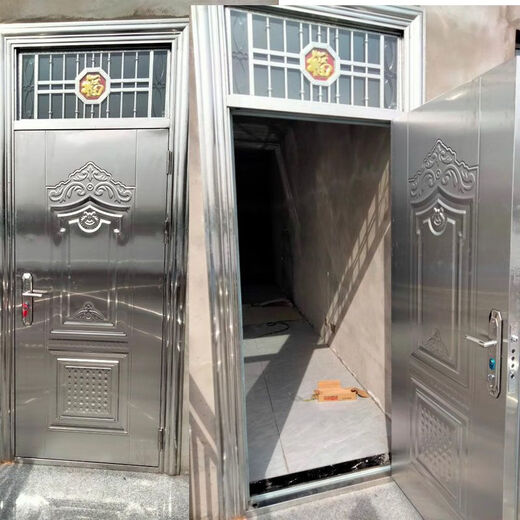 Qinkai rose gold stainless steel with bright window door transom door bright window waist door stainless steel single door safety door money plate rose gold customized according to your size