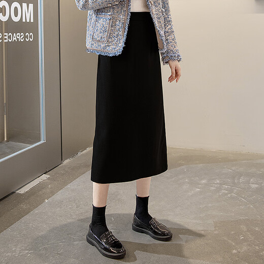 Sibaishe Slit Skirt 2025 Autumn New Women's Fashion Simple Loose Slim Midi Skirt