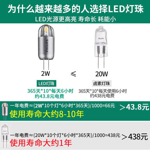 利浦特惠装飞G4灯珠卤素灯泡LED两针12v伏插脚水晶灯G9射灯扁脚 1个12V 50W粗脚G6.35型号7027