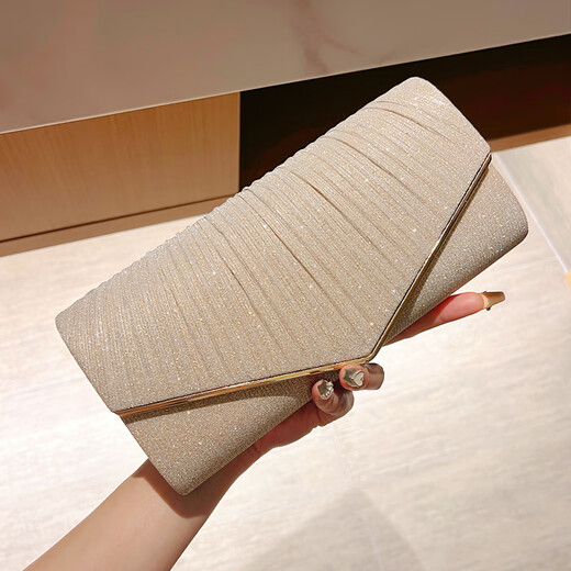 Kangaroo (KANGAROO) Celebrity Banquet Bag with Evening Dress Dinner Clutch Women Wearing Cheongsam Small Bag Wedding Mom Wedding Clutch Champagne Color