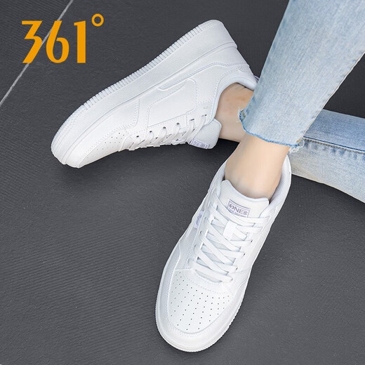 361 Frauenschuhe, Leder, wasserresistente dicke Sohle, 2025 neue Luftwaffe Nr. 1 Schuhe Sport und Freizeitschuhe 361 Grad Weiß/Aginal Purple-6623 36