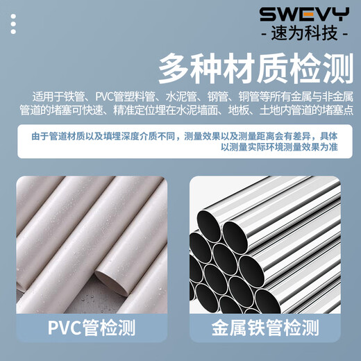 速为SW-820管道测堵仪充电式墙体PVC金属管电工线管排堵塞探测仪器 SW-830【测30米+送布包】
