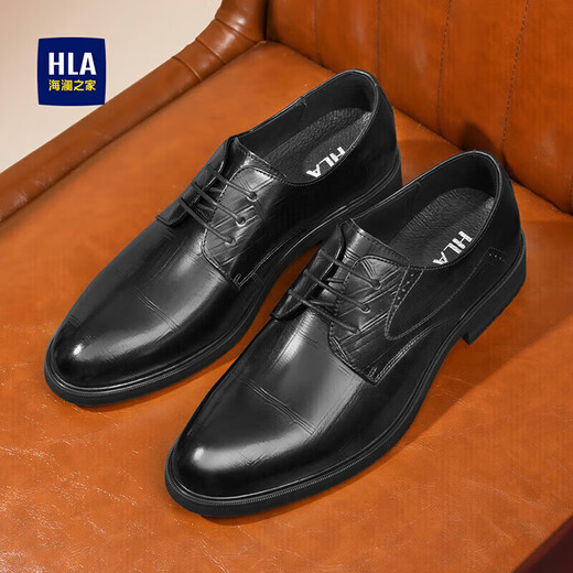 Hai Lan House HLA leather shoes men's casual derby shoes business formal wear breathable shoes men HAAPXM4DAV318 black 42