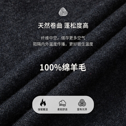 SHANSHAN Shanshan thickened 100% pure wool sweater men's stand collar zipper men's sweater knitted bottoming shirt warm autumn and winter dark ink gray 2XL (185/100A)