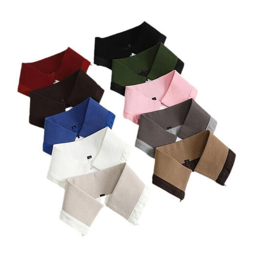 Aiboduo detachable down jacket collar, anti-dirty fake collar for women, versatile fake collar, black knitted thread autumn and winter protective cover, light brown L size (about 48cm long)