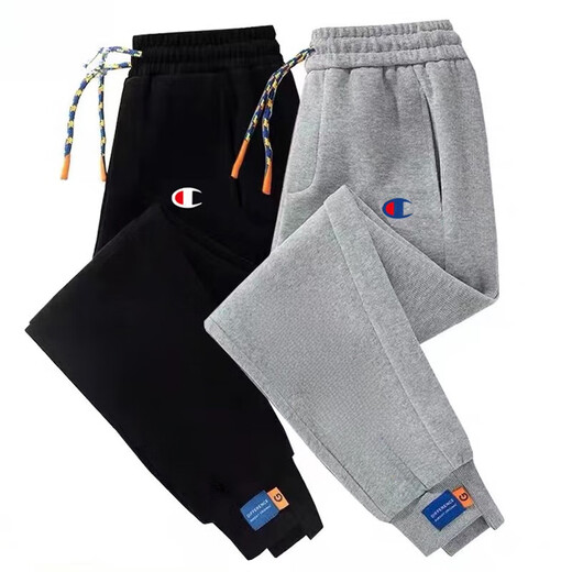 
Champion graffiti hoodies men outdoor sports fashion versatile trousers autumn and winter plus velvet pants couple men and women same style trendy fashion 7029 black XL