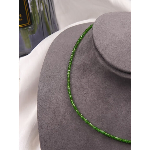 Tingyun Green Elf Tsavorite = Colored Gemstone Jade Faceted Millet Bead Chain BABY Necklace 2-3/Tsavorite Necklace --cm