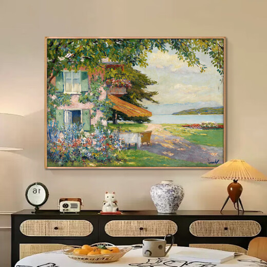 Dinger Eindruck weltberühmte Gemälde Nordisch Einfache dekorative Malerei Wohnzimmer Esszimmer Schlafzimmer Hängende Malerei Nische Kunst Landschaft Ölmalerei Landschaftsmalerei GML983 Starnberg's Spring Garden Rahmen Größe 70x100 cm