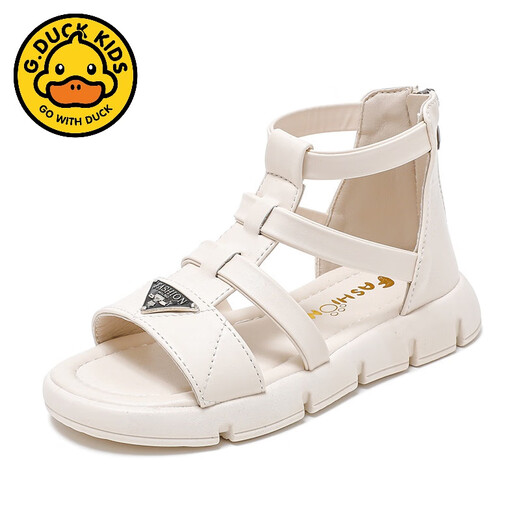 G.duck children's Roman shoes girls sandals summer 2024 new fashion sports princess shoes for big children and little girls shoes off-white H038 31 inner length 19.3 cm