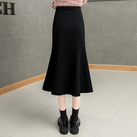 Sibaishe High Waist Fishtail Skirt 2025 Autumn New Women's Fashion Simple Mid-Length Slim Skirt