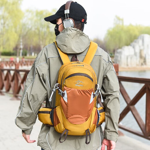 Waterproof Outdoor Multifunctional Mountaineering Bag Large Capacity Hiking Camping Sports Backpack Lightweight Spine Protection Backpack Yellow Mountain Outdoor Style 20L