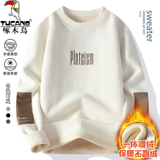 Specht einteilige runde Hals-Pullover Herbst und Winter Teenager sowie Samt verdickte Faden Junior High School High School Schüler Sweater 10120/826 Meter Weiß M.