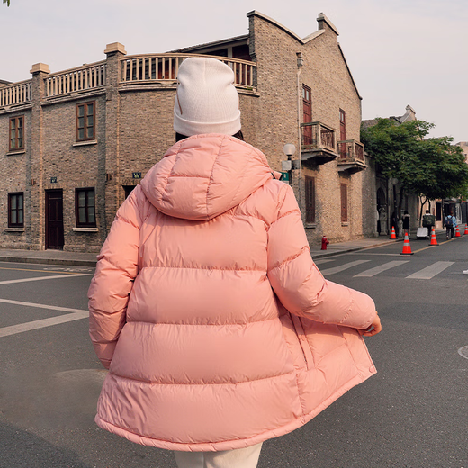 New style 90 goose down jacket short down jacket for women couple warm outdoor windproof waterproof thickened fashion ginger S