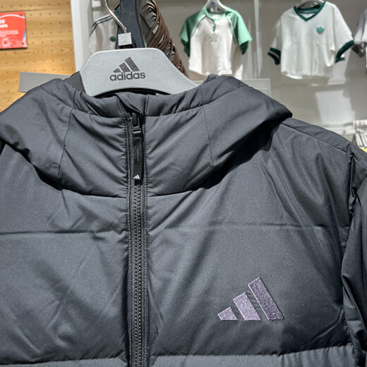 阿迪达斯 （adidas）羽绒服男装2024冬季新款保暖外套连帽鸭绒面包服保暖JV6187 JV6187黑色 M