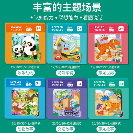 Miaowaer Puzzle de 3 a 6 años Peligro de bebé Puzzle 2 Niños Magnet animal 4 Transporte Juguetes Magnéticos Animales + Dinosaurio + Transporte [4-6 años] Avanzado