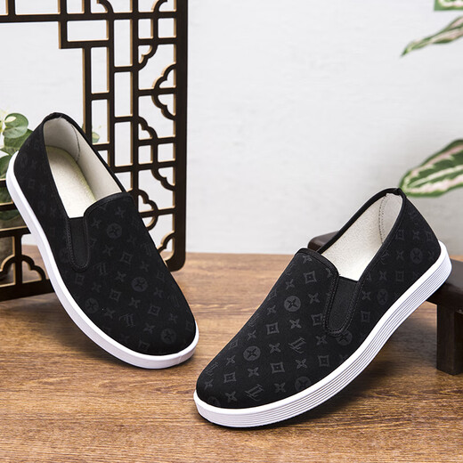 Old Beijing cloth shoes for men 2025 new thick-soled summer shoes casual Chinese style breathable slip-on anti-slip new printed military singles 42 (260mm)
