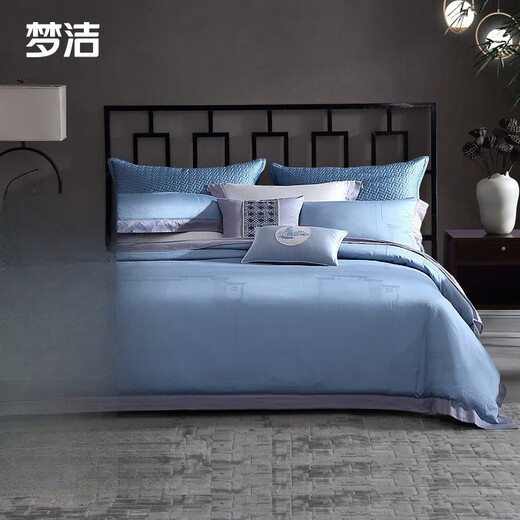 Mengjie Home Textile Mengjie Pure Cotton Jacquard Bed Four-Piece Set of Cotton Bed Sheets Duplex Bedding Jiangnan Yanyu 1.5m (200*230)cm