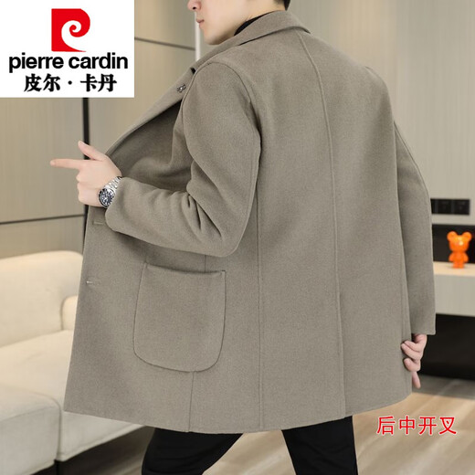 Pierre Cardin doppelseitiger Wollkaschmirmantel für Herrenherbst- und Winter neue Wolle Wolle Trenchcoat für Herrenjacke Anzug Halsband Khaki [Counter echt] Wolle M (95-120jin [Jin gleich 0,5 kg])